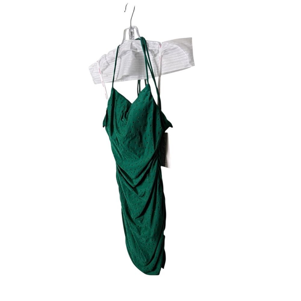 PromGirl Jewel Green Rhinestone Ruched Bodycon Dress - NWT Size 2 - Picture 2 of 7